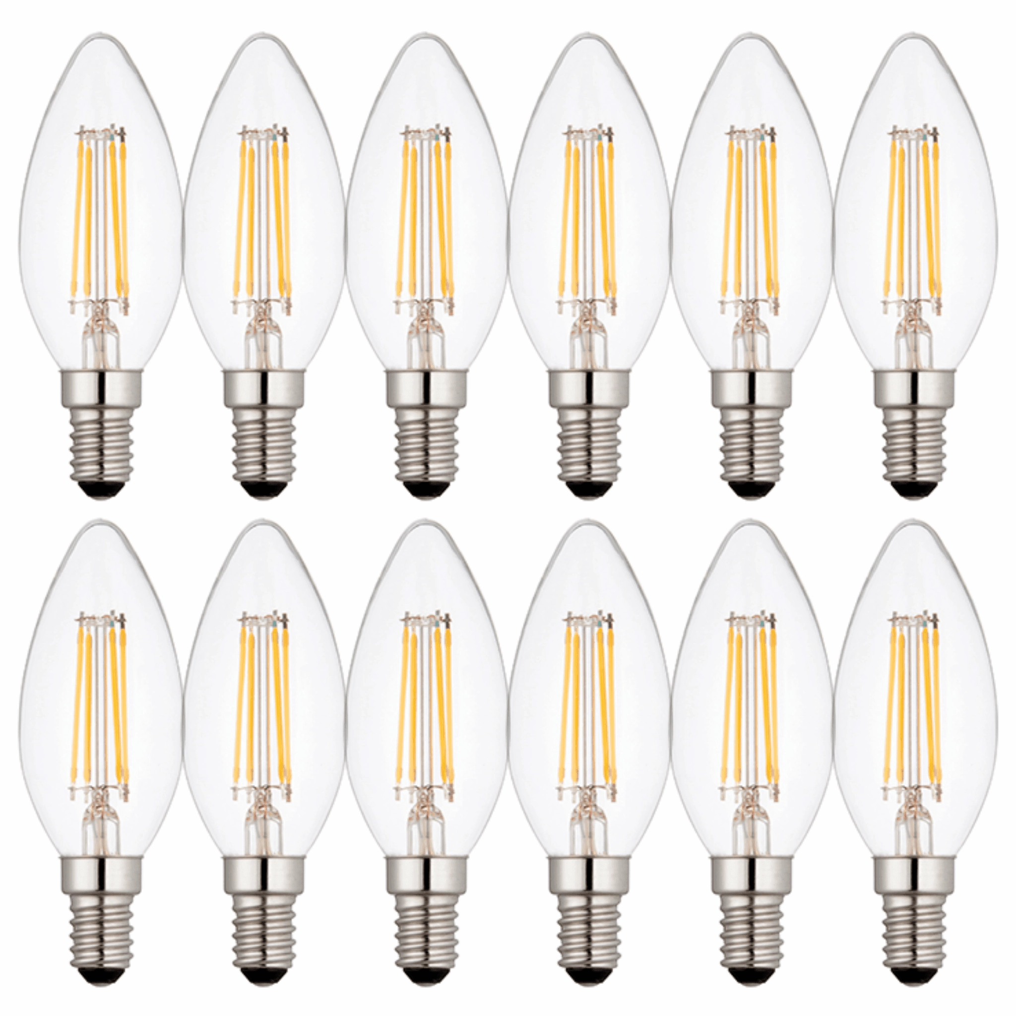 12 x E14 LED Dimmable Candle Filament Bulbs 4W (25W Equivalent) contemporary ceiling fixture