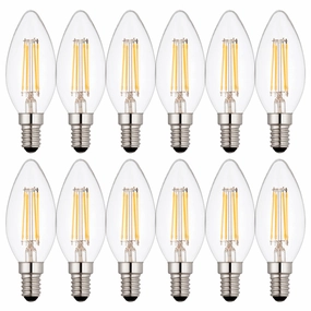 12 x E14 LED Dimmable Candle Filament Bulbs 4W (25W Equivalent) contemporary ceiling fixture