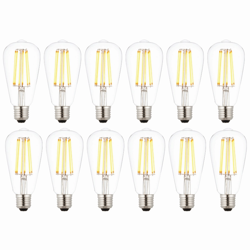 12 X E27 LED 6w Filament Clear Pear Shaped Dimmable Light Bulb contemporary ceiling fixture