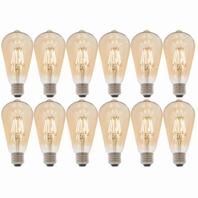 12 X E27 LED Filament Amber Pear Shaped Dimmable 6w Light Bulb contemporary ceiling fixture