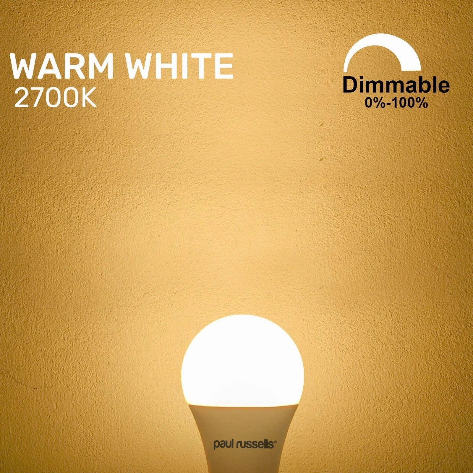 12 X LED Dimmable B22 8.5W (60W) Warm White GLS Bayonet Cap Light Bulbs
