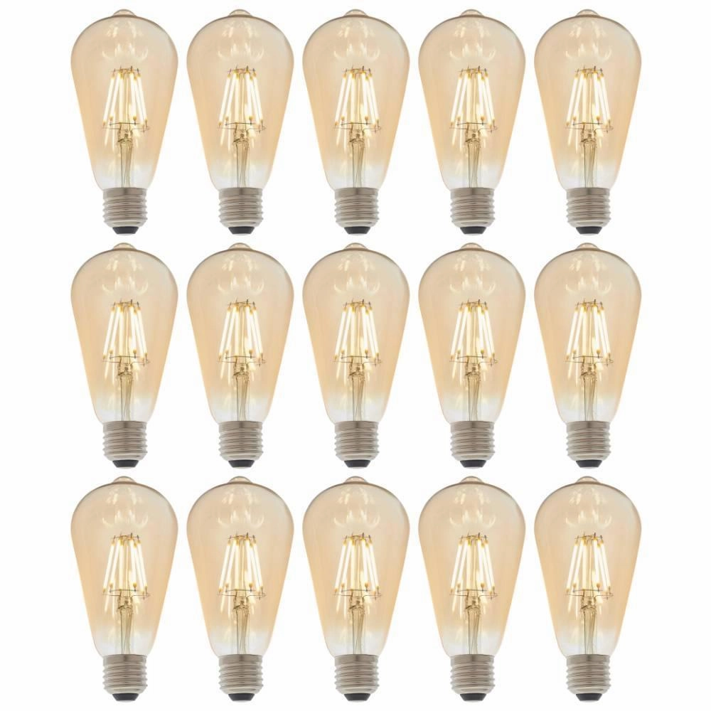 15 X E27 LED Filament Amber Pear Shaped Dimmable 6w Light Bulb contemporary ceiling fixture