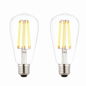 2 X E27 LED 6w Filament Clear Pear Shaped Dimmable Light Bulb contemporary ceiling fixture