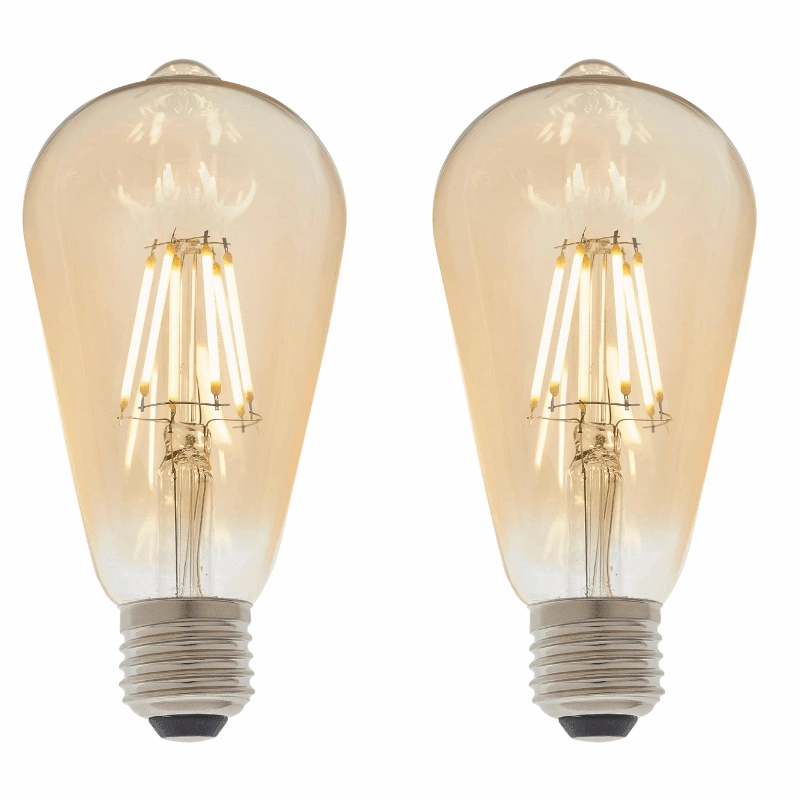 2 X E27 LED Filament Amber Pear Shaped Dimmable 6w Light Bulb contemporary ceiling fixture