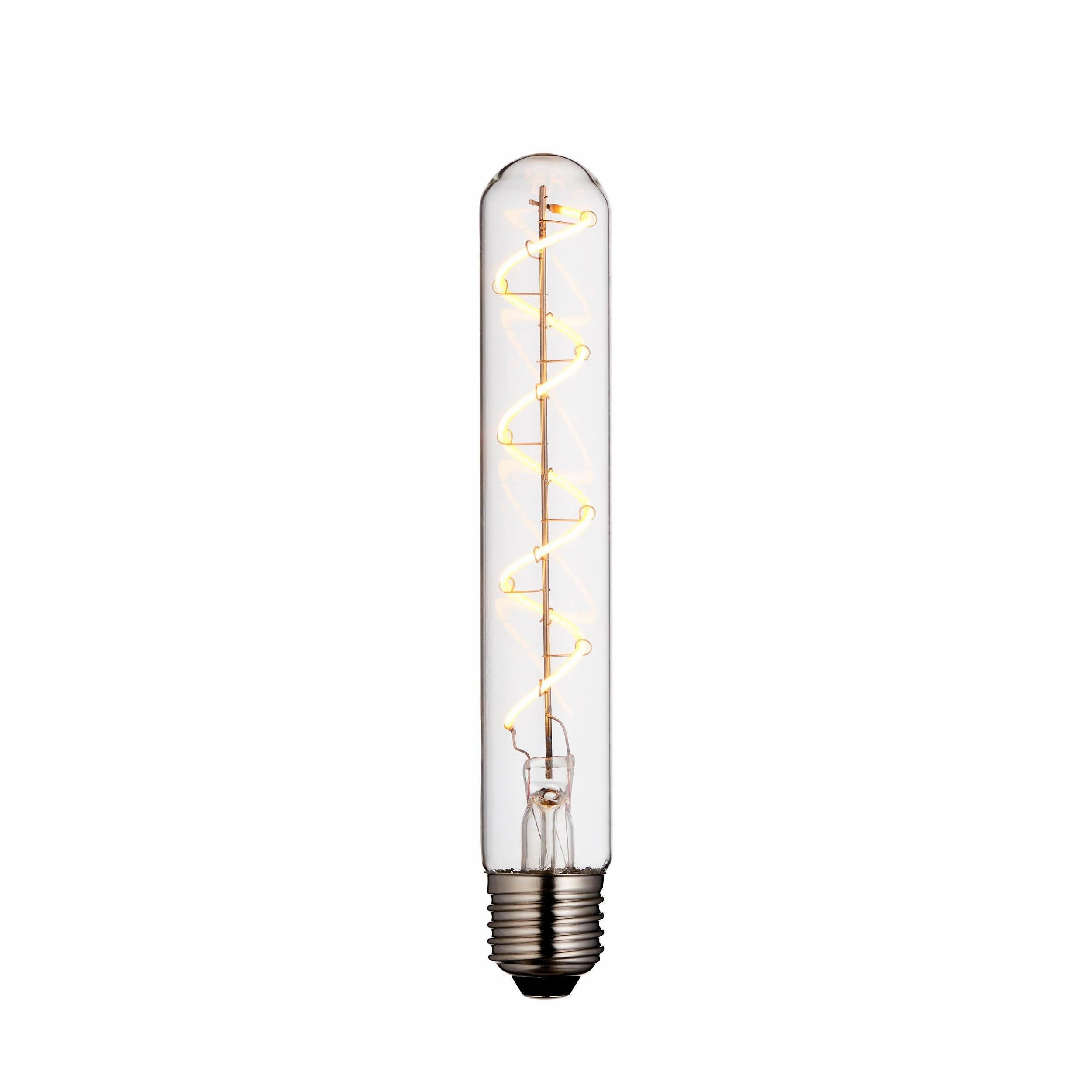 2 X Spiral Tubular E27 Filament Clear Glass 4W LED Light Bulb