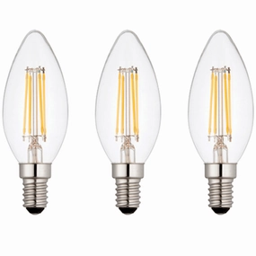 3 X E14 LED Dimmable Candle Filament Bulbs 4W (25W Equivalent) contemporary ceiling fixture
