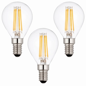 3 x E14 LED Filament Bulbs Dimmable 4W (40W Equivalent) contemporary ceiling fixture