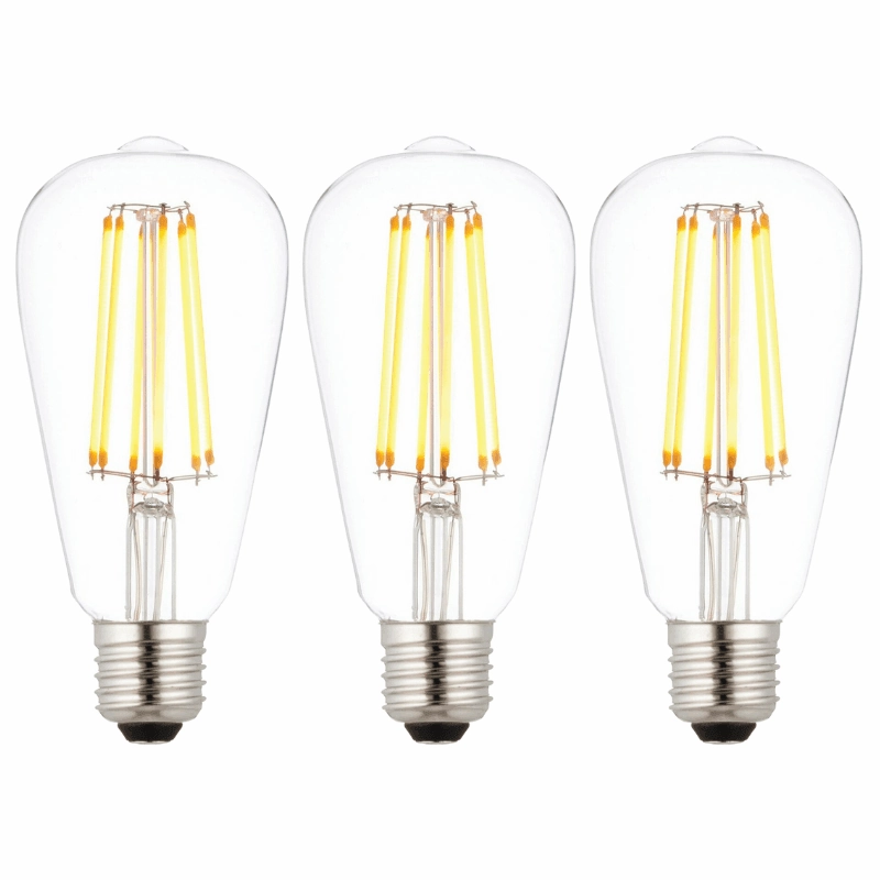 3 X E27 LED 6w Filament Clear Pear Shaped Dimmable Light Bulb contemporary ceiling fixture