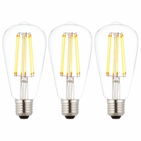 3 X E27 LED 6w Filament Clear Pear Shaped Dimmable Light Bulb contemporary ceiling fixture