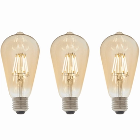 3 X E27 LED Filament Amber Pear Shaped Dimmable 6w Light Bulb contemporary ceiling fixture