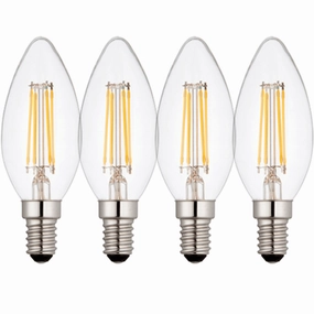 4 X E14 LED Dimmable Candle Filament Bulbs 4W (25W Equivalent) contemporary ceiling fixture