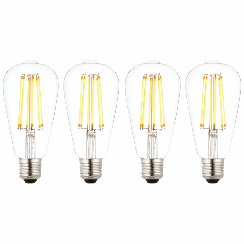 4 X E27 LED 6w Filament Clear Pear Shaped Dimmable Light Bulb contemporary ceiling fixture