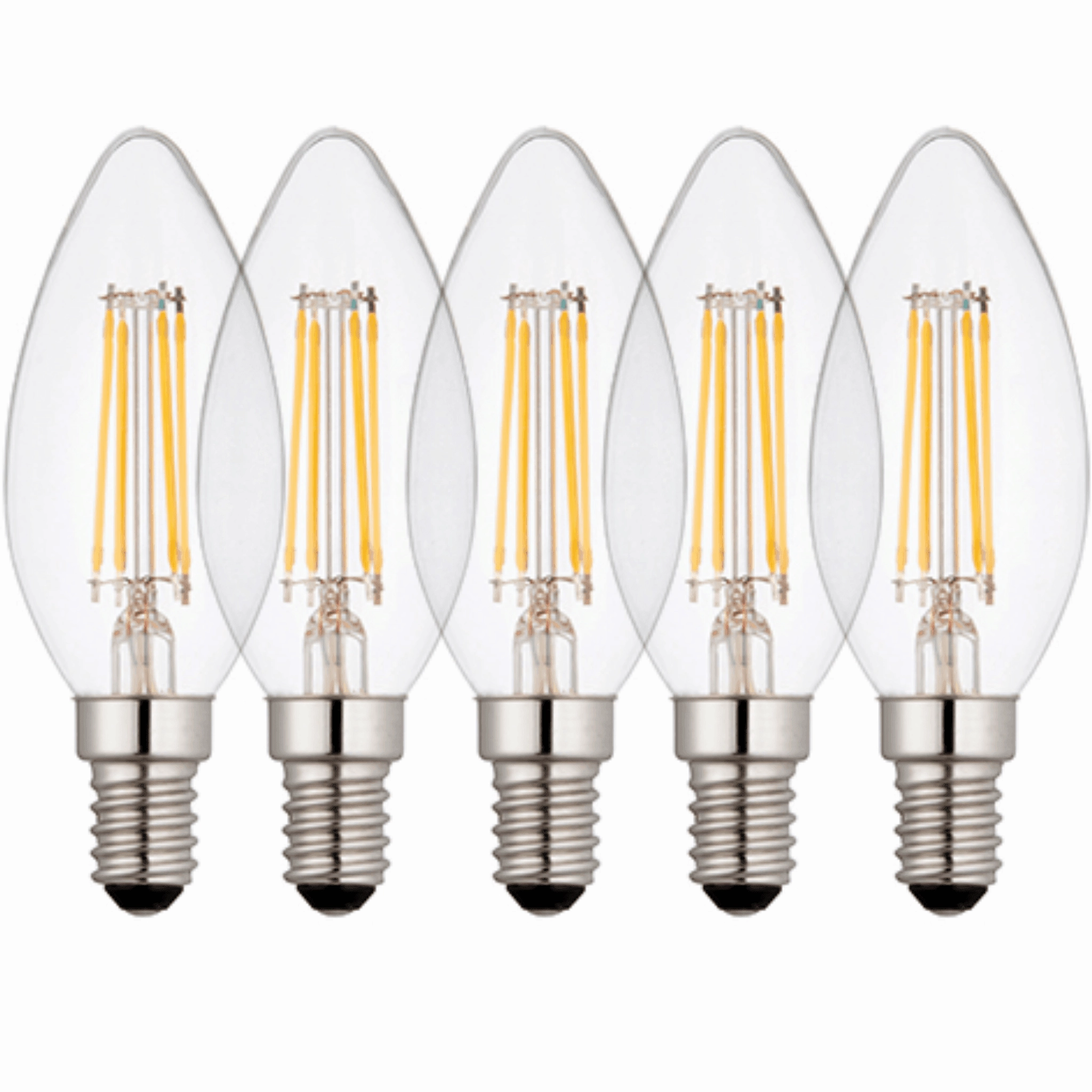 5 X E14 LED Dimmable Candle Filament Bulbs 4W (25W Equivalent) contemporary ceiling fixture