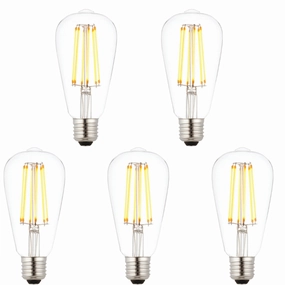 5 X E27 LED 6w Filament Clear Pear Shaped Dimmable Light Bulb contemporary ceiling fixture
