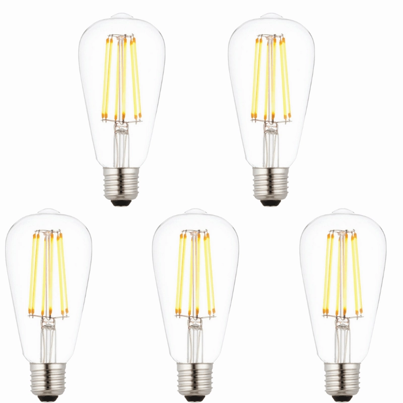 5 X E27 LED 6w Filament Clear Pear Shaped Dimmable Light Bulb contemporary ceiling fixture