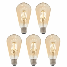 5 X E27 LED Filament Amber Pear Shaped Dimmable 6w Light Bulb contemporary ceiling fixture