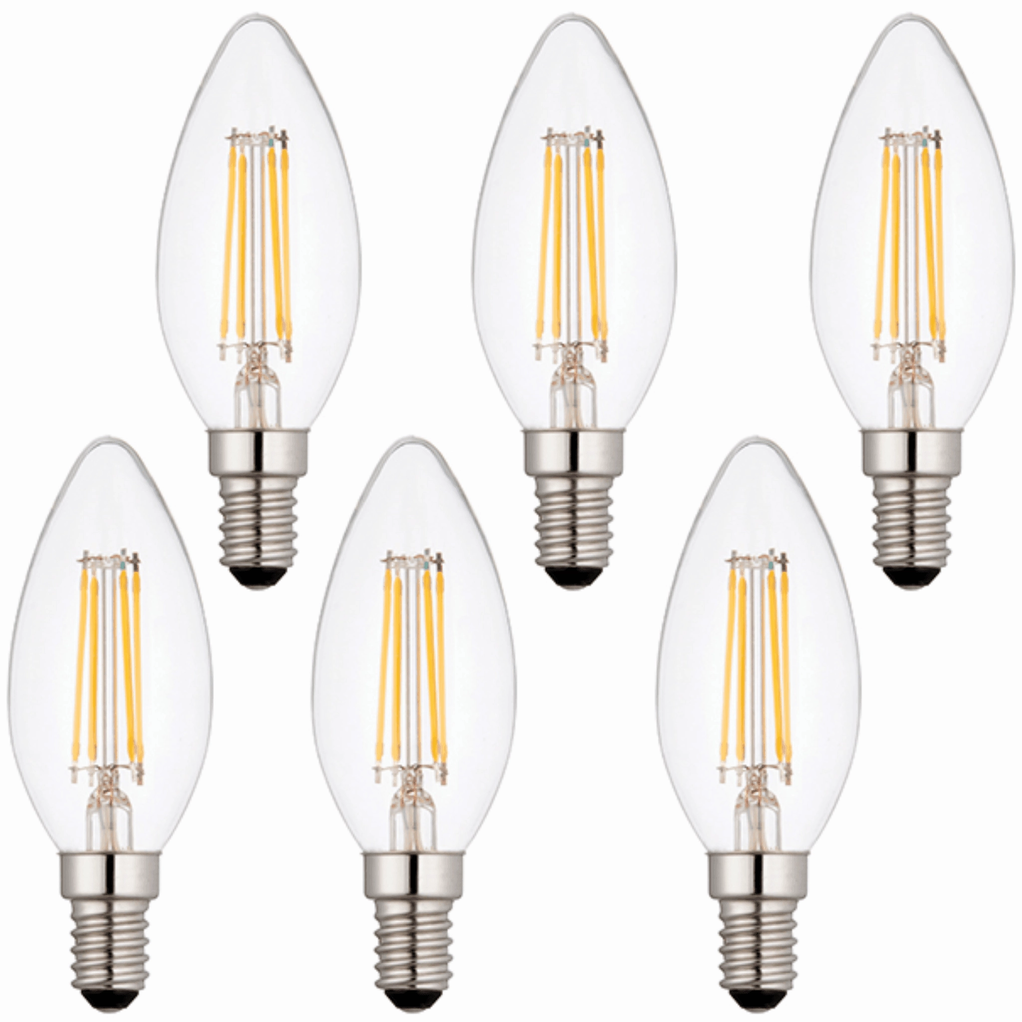 6 X E14 LED Dimmable Candle Filament Bulbs 4W (25W Equivalent) contemporary ceiling fixture