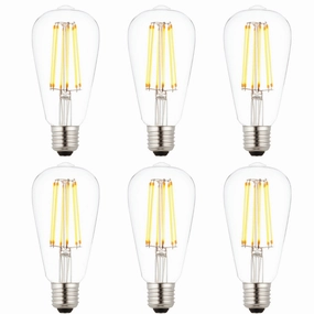 6 X E27 LED 6w Filament Clear Pear Shaped Dimmable Light Bulb contemporary ceiling fixture