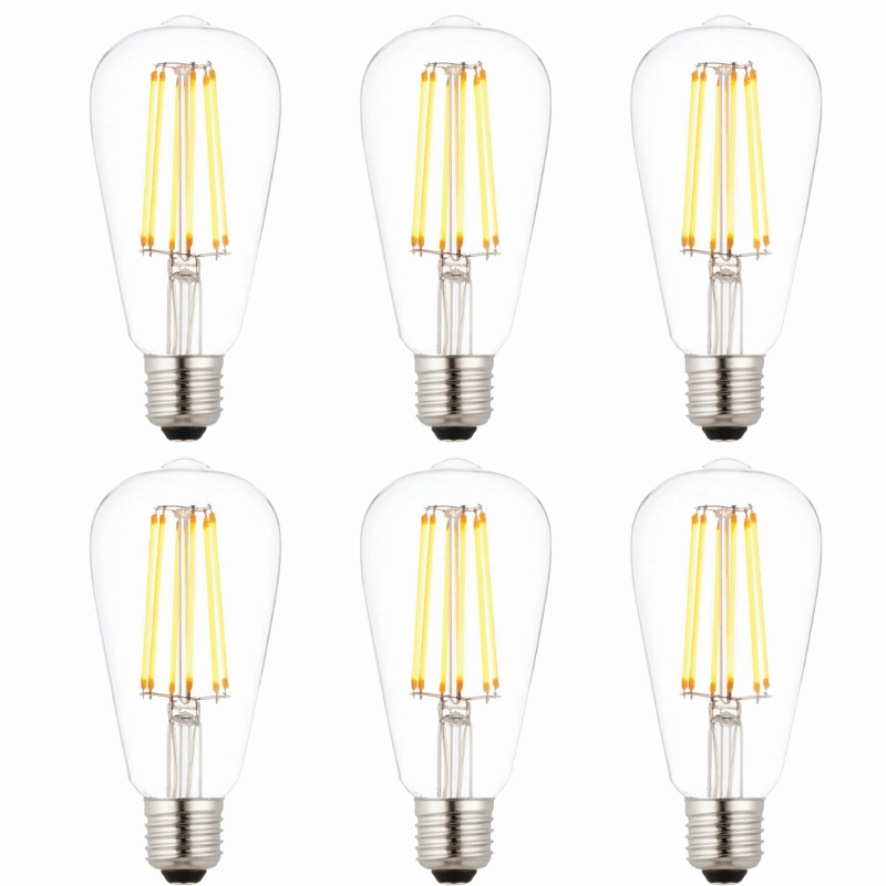 6 X E27 LED 6w Filament Clear Pear Shaped Dimmable Light Bulb contemporary ceiling fixture