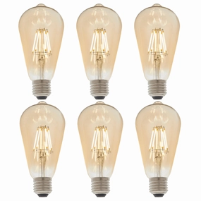 6 X E27 LED Filament Amber Pear Shaped Dimmable 6w Light Bulb contemporary ceiling fixture