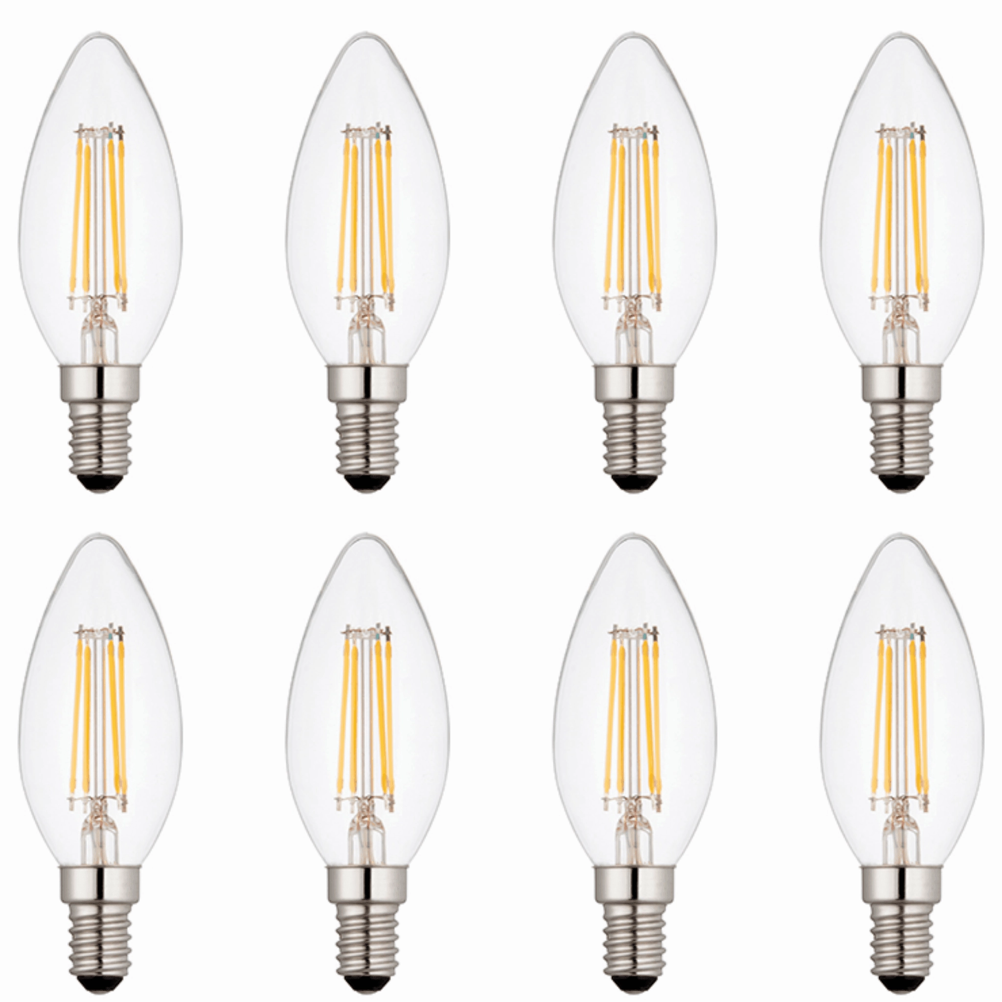 8 X E14 LED Dimmable Candle Filament Bulbs 4W (25W Equivalent) contemporary ceiling fixture
