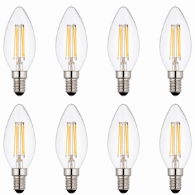 8 X E14 LED Dimmable Candle Filament Bulbs 4W (25W Equivalent) contemporary ceiling fixture
