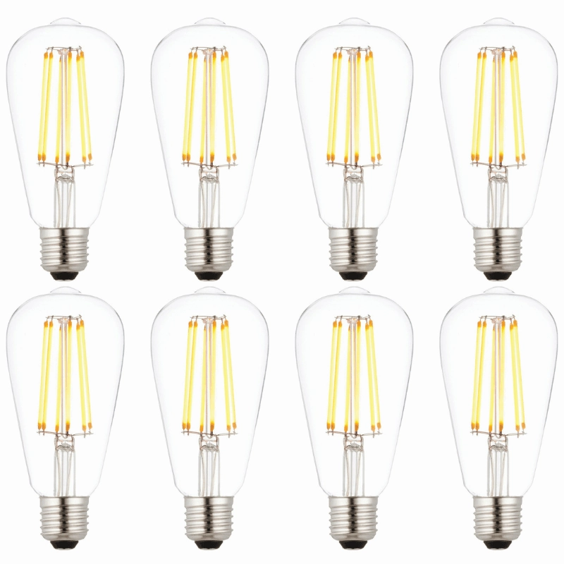 8 X E27 LED 6w Filament Clear Pear Shaped Dimmable Light Bulb contemporary ceiling fixture