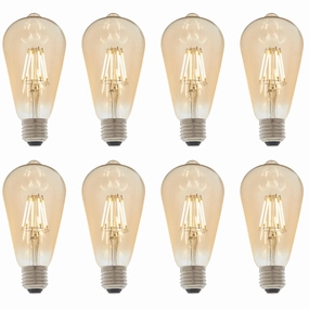 8 X E27 LED Filament Amber Pear Shaped Dimmable 6w Light Bulb contemporary ceiling fixture