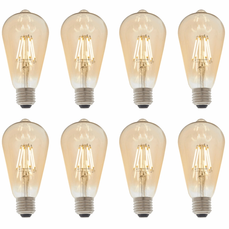 8 X E27 LED Filament Amber Pear Shaped Dimmable 6w Light Bulb contemporary ceiling fixture