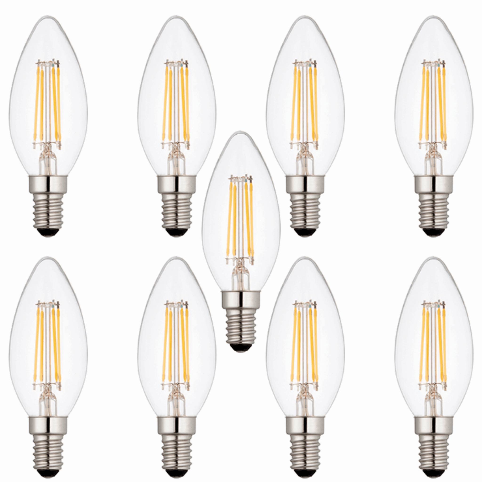 9 X E14 LED Dimmable Candle Filament Bulbs 4W (25W Equivalent) contemporary ceiling fixture