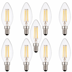 9 X E14 LED Dimmable Candle Filament Bulbs 4W (25W Equivalent) contemporary ceiling fixture