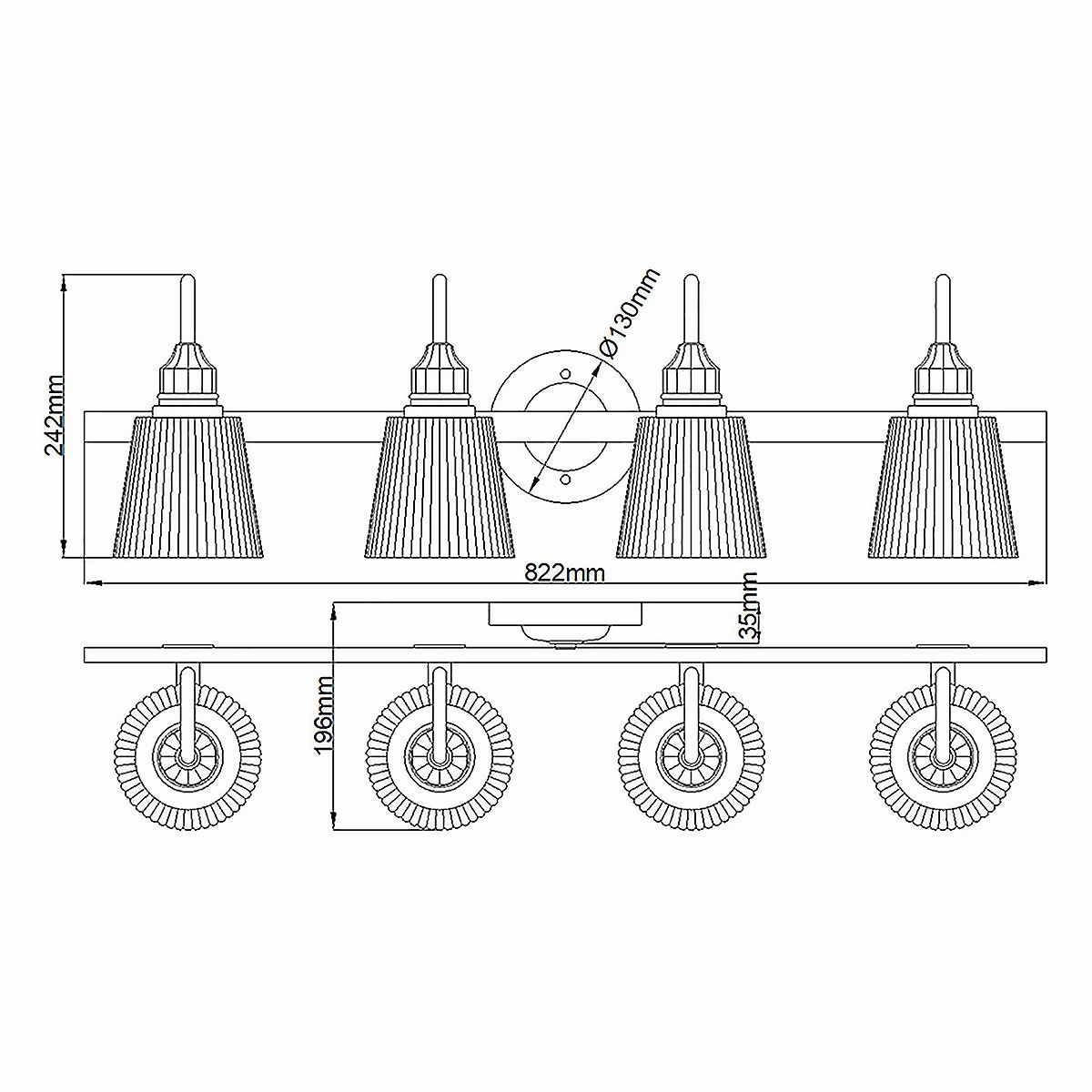 Addison 4 Light Polished Chrome Bathroom Wall Light
