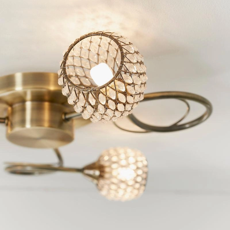 Aherne 3lt Antique Brass Semi Flush Ceiling Light - Open Box