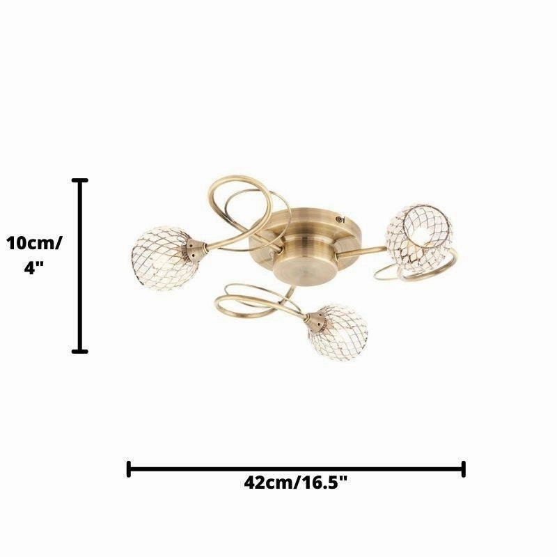 Aherne 3lt Antique Brass Semi Flush Ceiling Light - Open Box