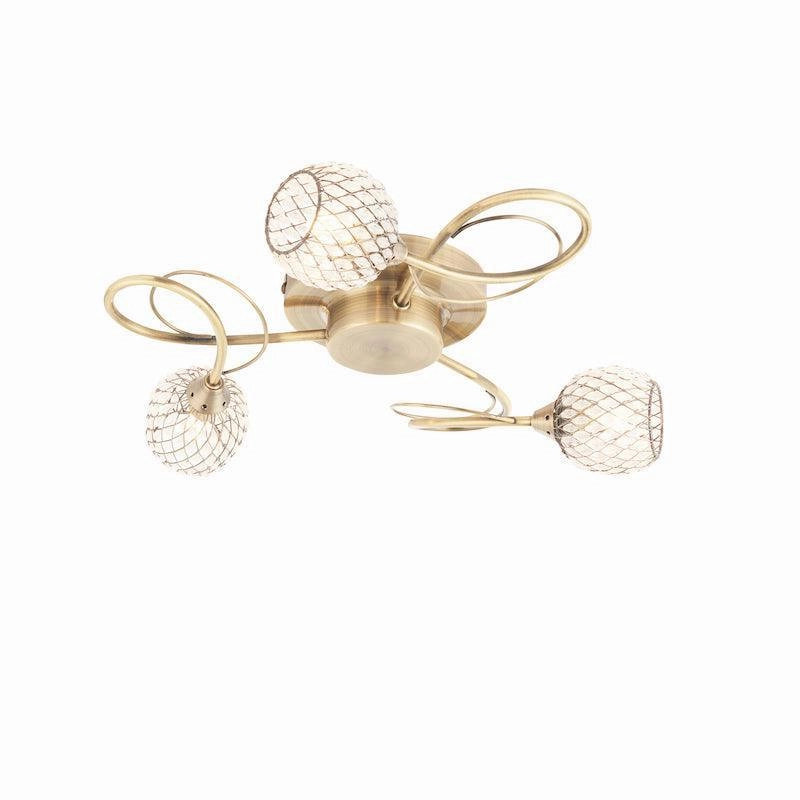 Aherne 3lt Antique Brass Semi Flush Ceiling Light - Open Box