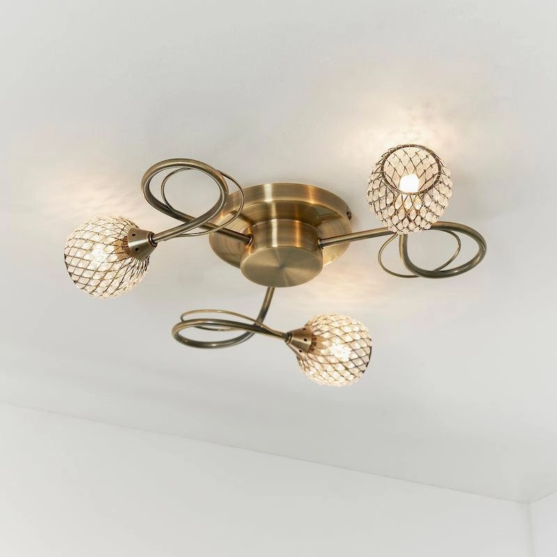 Aherne 3lt Antique Brass Semi Flush Ceiling Light - Open Box