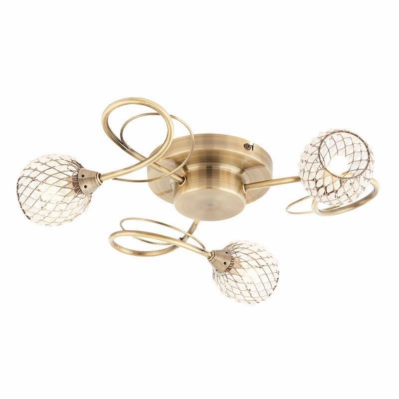 Aherne 3lt Antique Brass Semi Flush Ceiling Light - Open Box