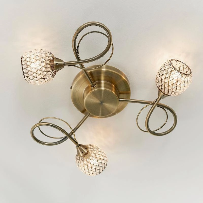 Aherne 3lt Antique Brass Semi Flush Ceiling Light - Open Box