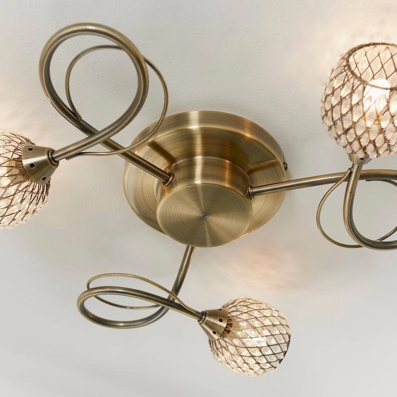Aherne 3lt Antique Brass Semi Flush Ceiling Light - Open Box