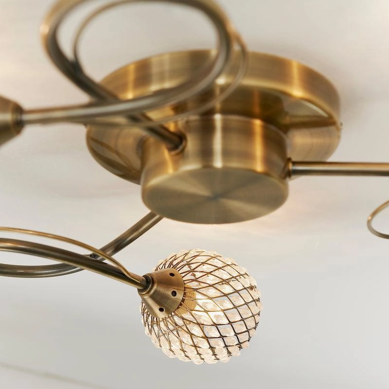 Aherne 3lt Antique Brass Semi Flush Ceiling Light - Open Box