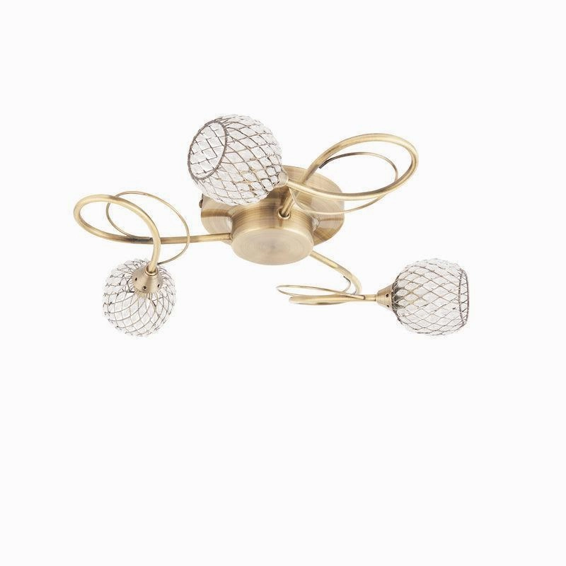 Aherne 3lt Antique Brass Semi Flush Ceiling Light - Open Box