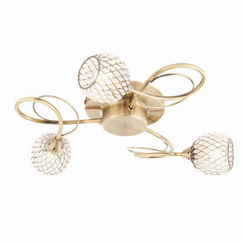Aherne 3lt Antique Brass Semi Flush Ceiling Light - Open Box