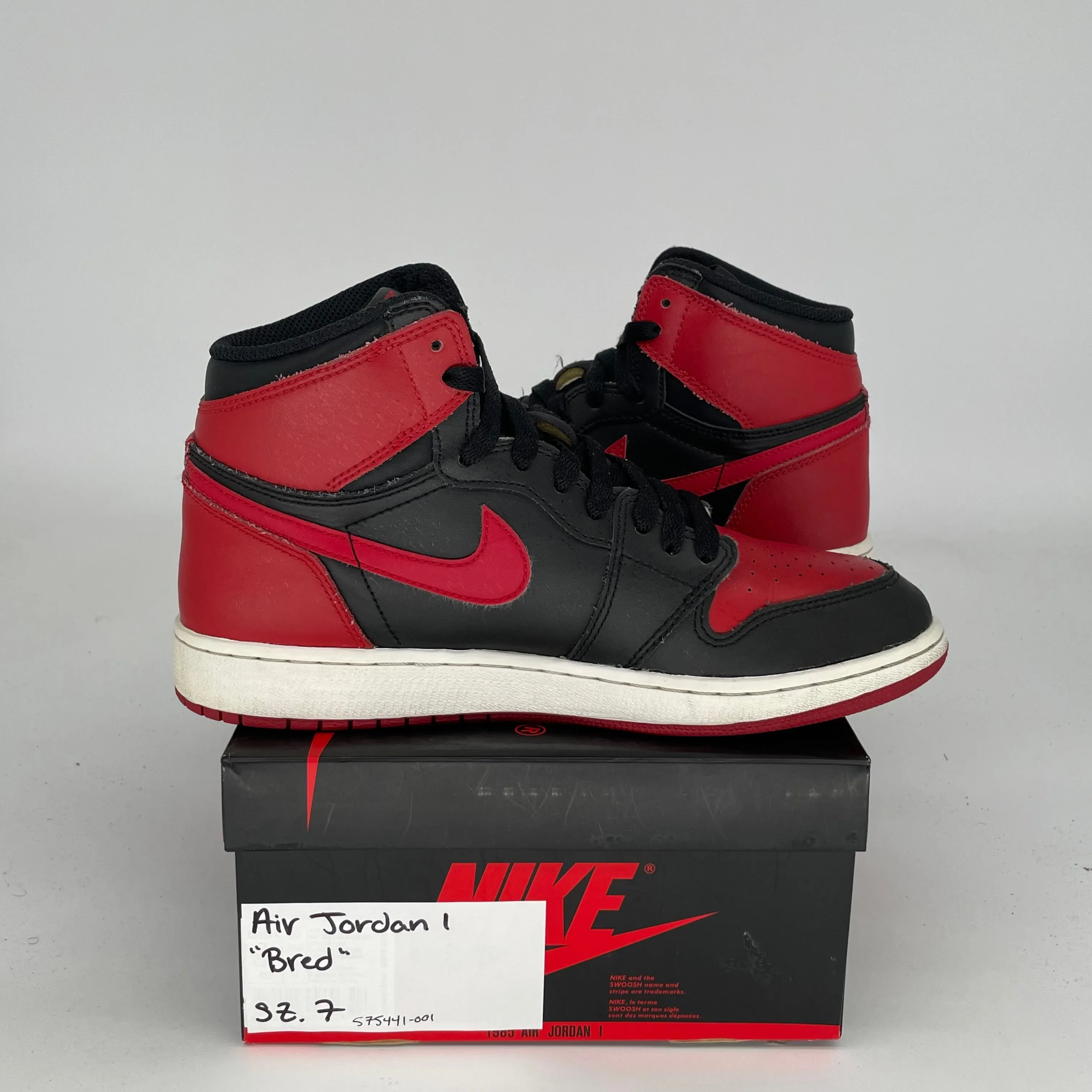 AIR JORDAN 1 BRED SIZE 7Y 575441-001