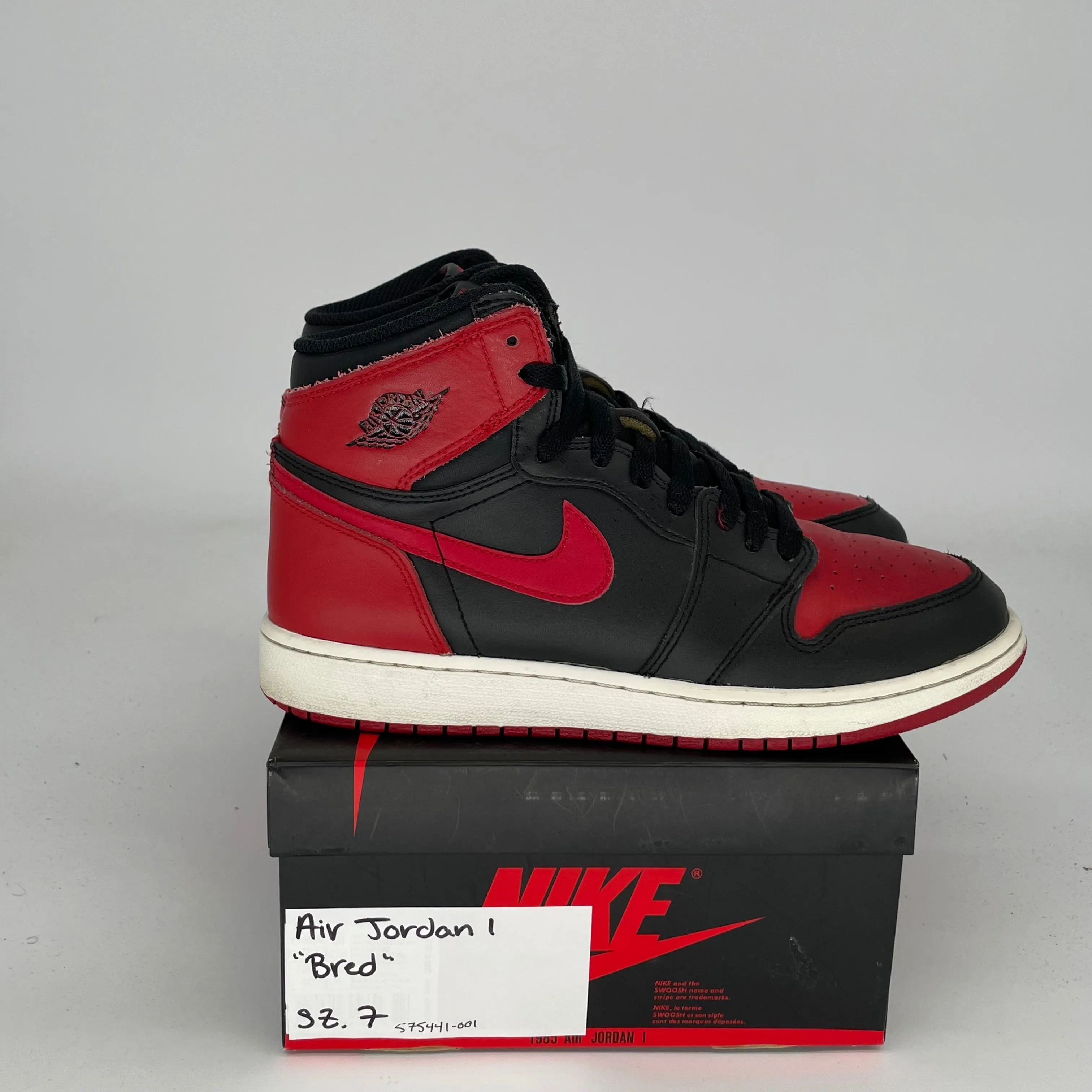 AIR JORDAN 1 BRED SIZE 7Y 575441-001