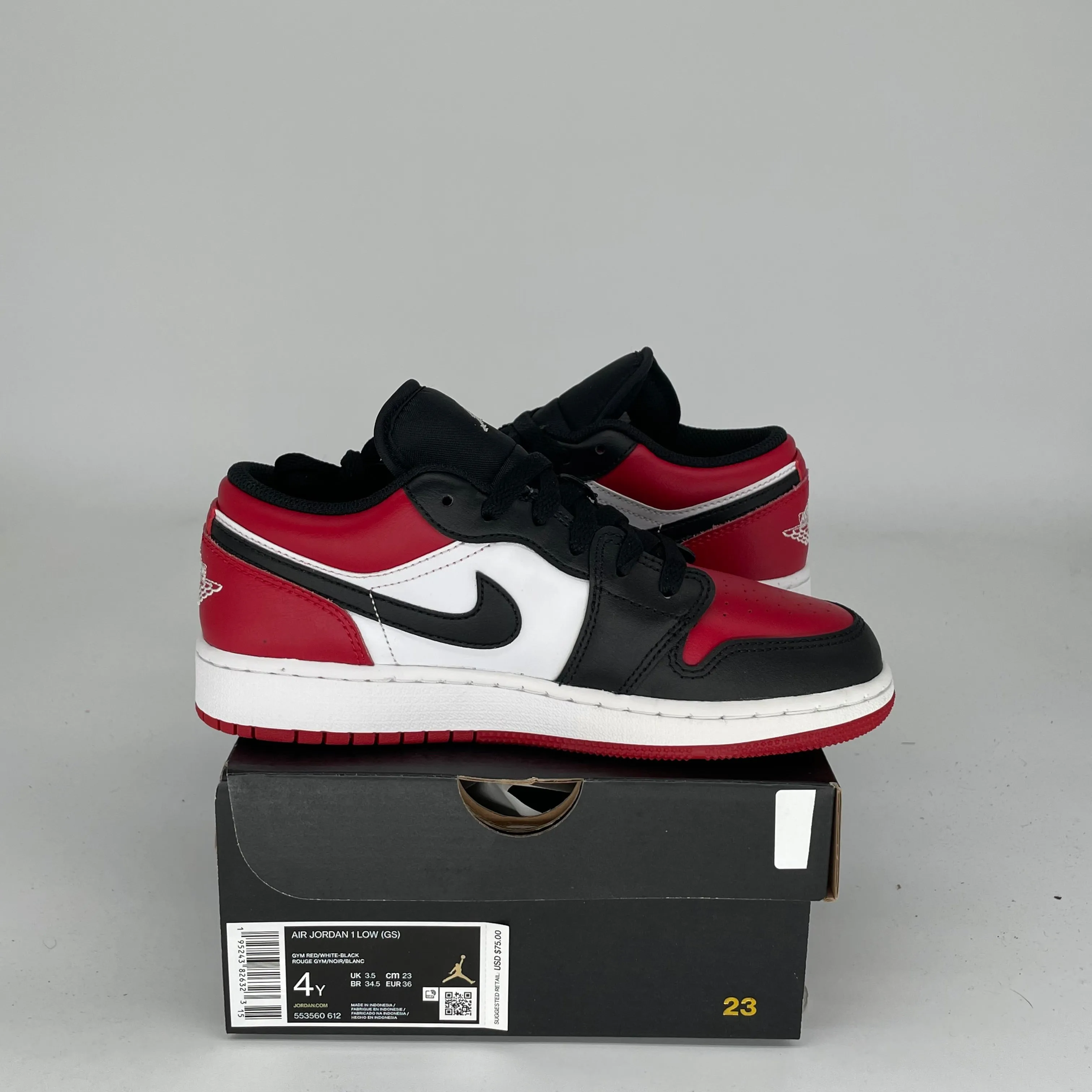 AIR JORDAN 1 BRED TOE SIZE 4Y 553560-612