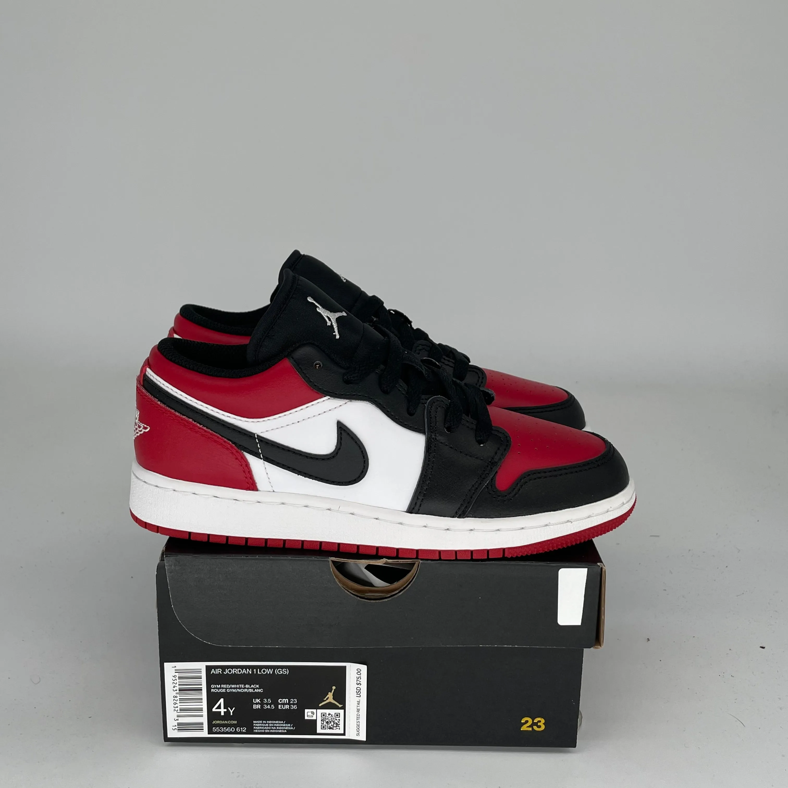 AIR JORDAN 1 BRED TOE SIZE 4Y 553560-612