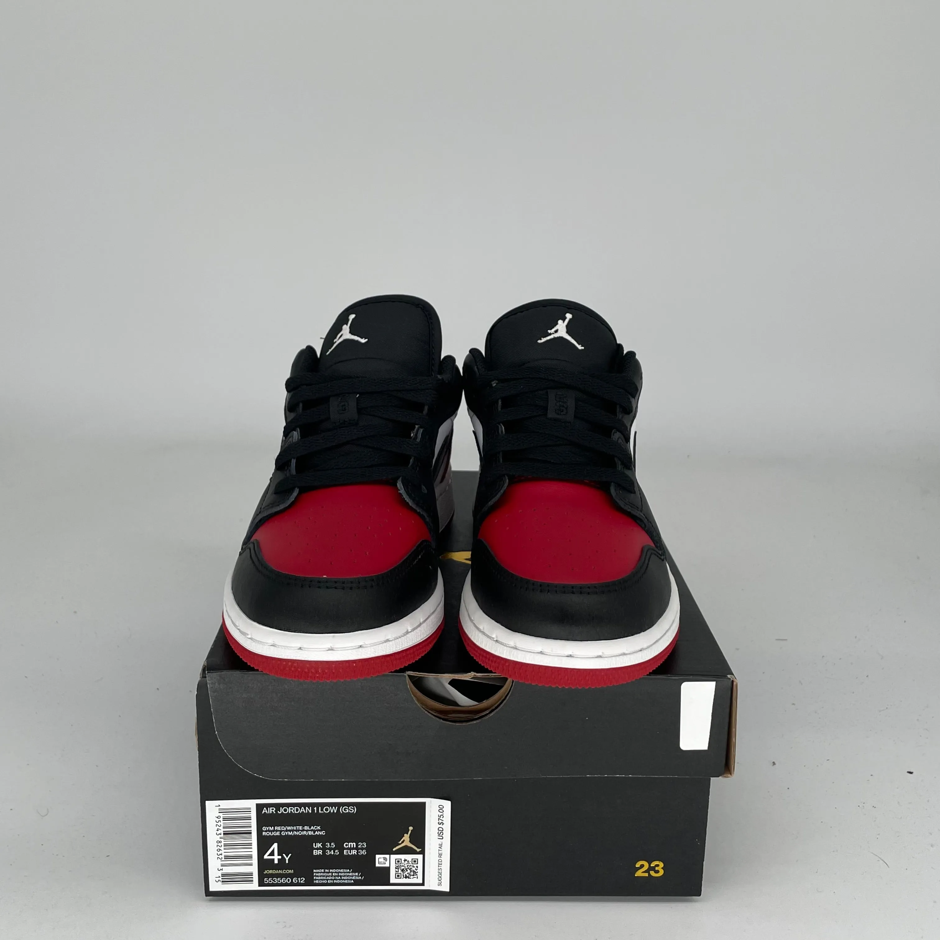AIR JORDAN 1 BRED TOE SIZE 4Y 553560-612