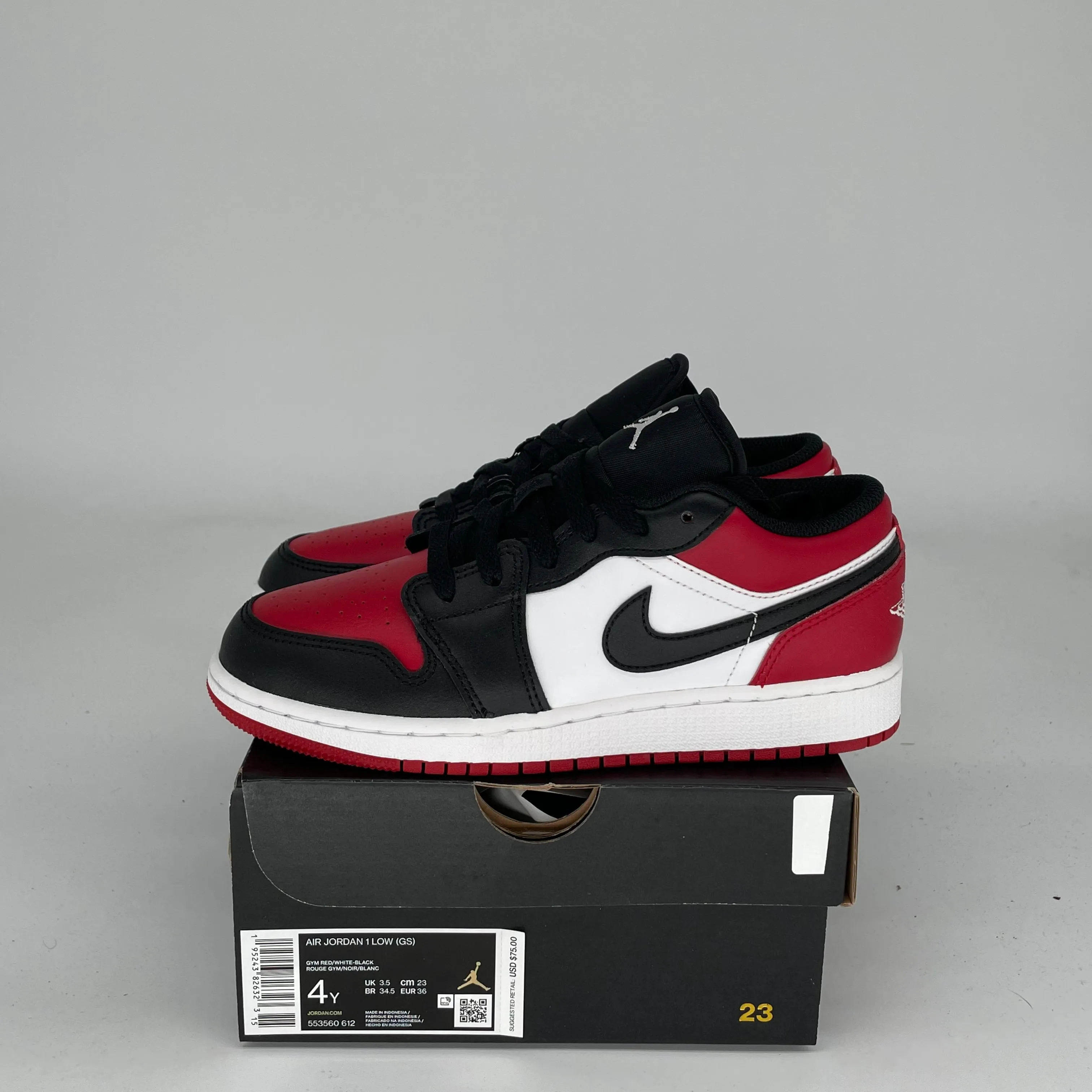 AIR JORDAN 1 BRED TOE SIZE 4Y 553560-612