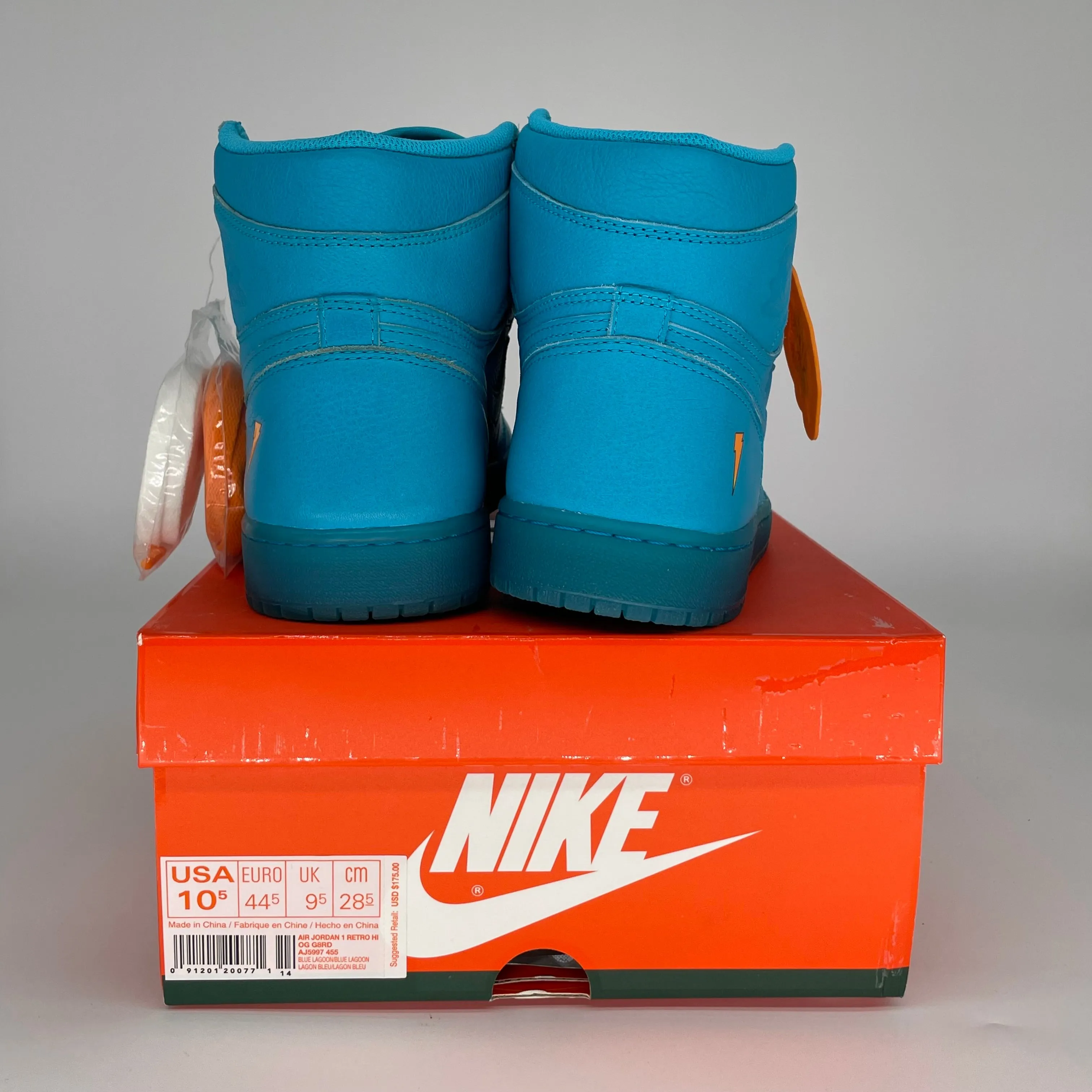 AIR JORDAN 1 GATORADE BLUE LAGOON SIZE 10.5 AJ5997-455