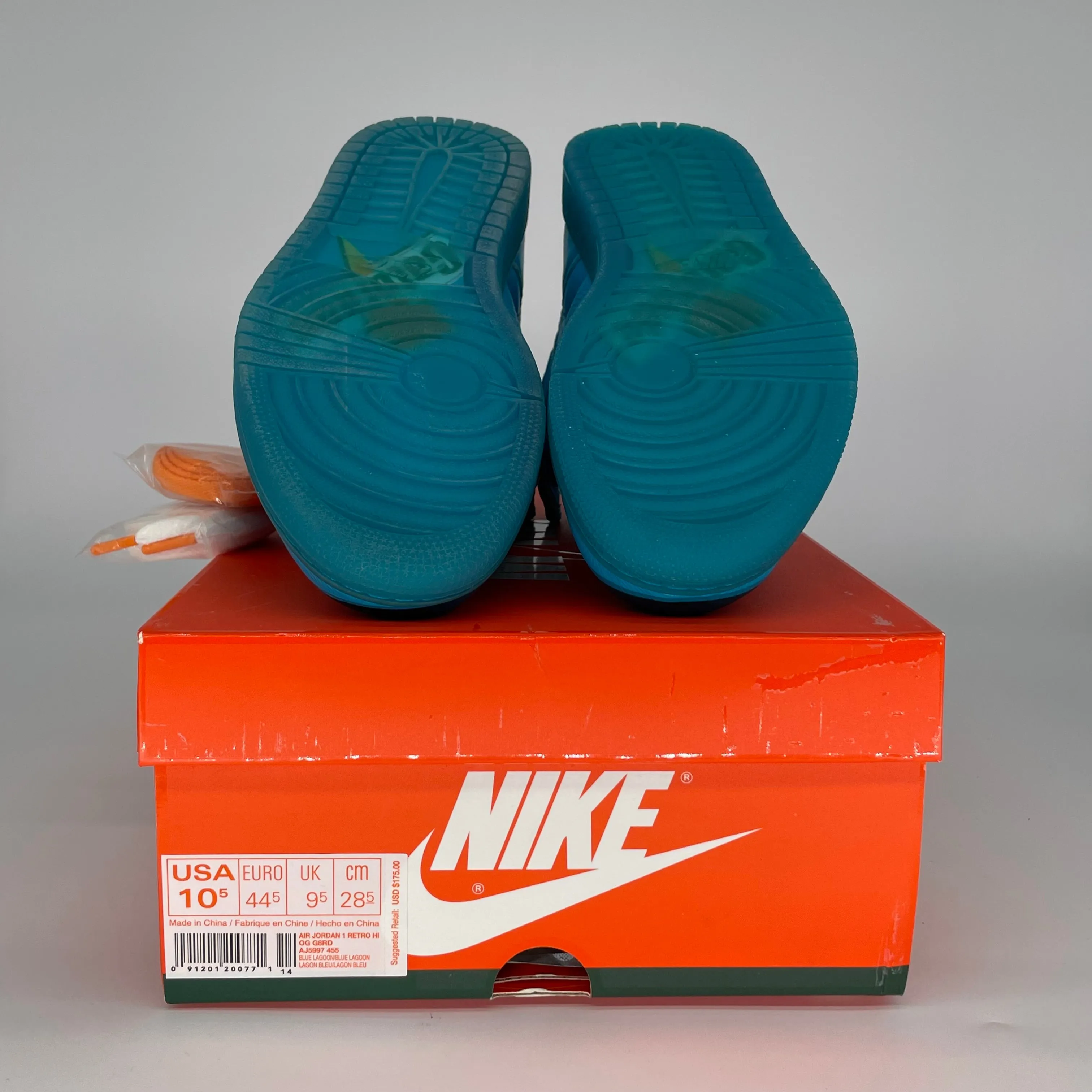 AIR JORDAN 1 GATORADE BLUE LAGOON SIZE 10.5 AJ5997-455